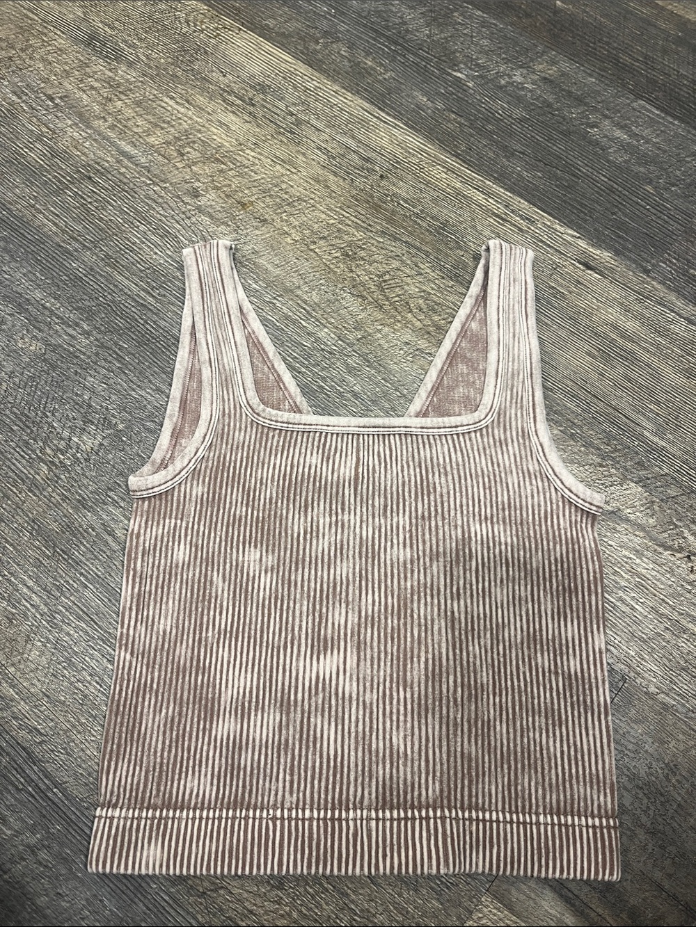 Zenana Outfitters Ribbed V-Neck Tank Top - Taupe - Picture 2 of 3